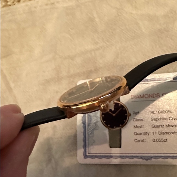 Sapphire crystal leather band 11 diamonds brand new with card box stunning